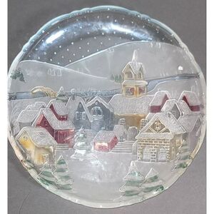 14" Frosted and Painted Christmas Tray